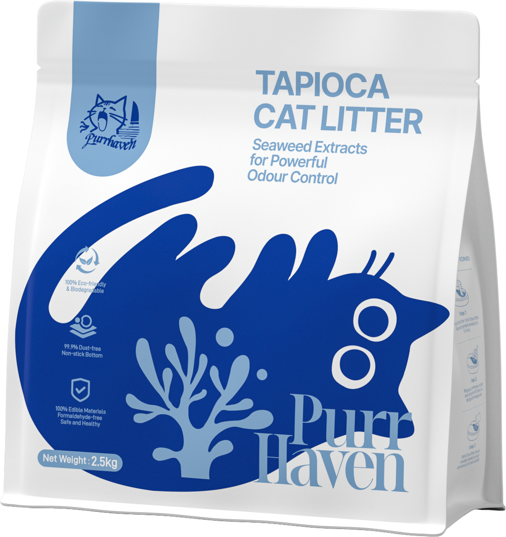 Tapioca Cat Litter with Seaweed Extract | 99.9% Dust-Free, Eco-Friendly, Non-Stick Bottom | Safe for Cats if Ingested | 2.5kg